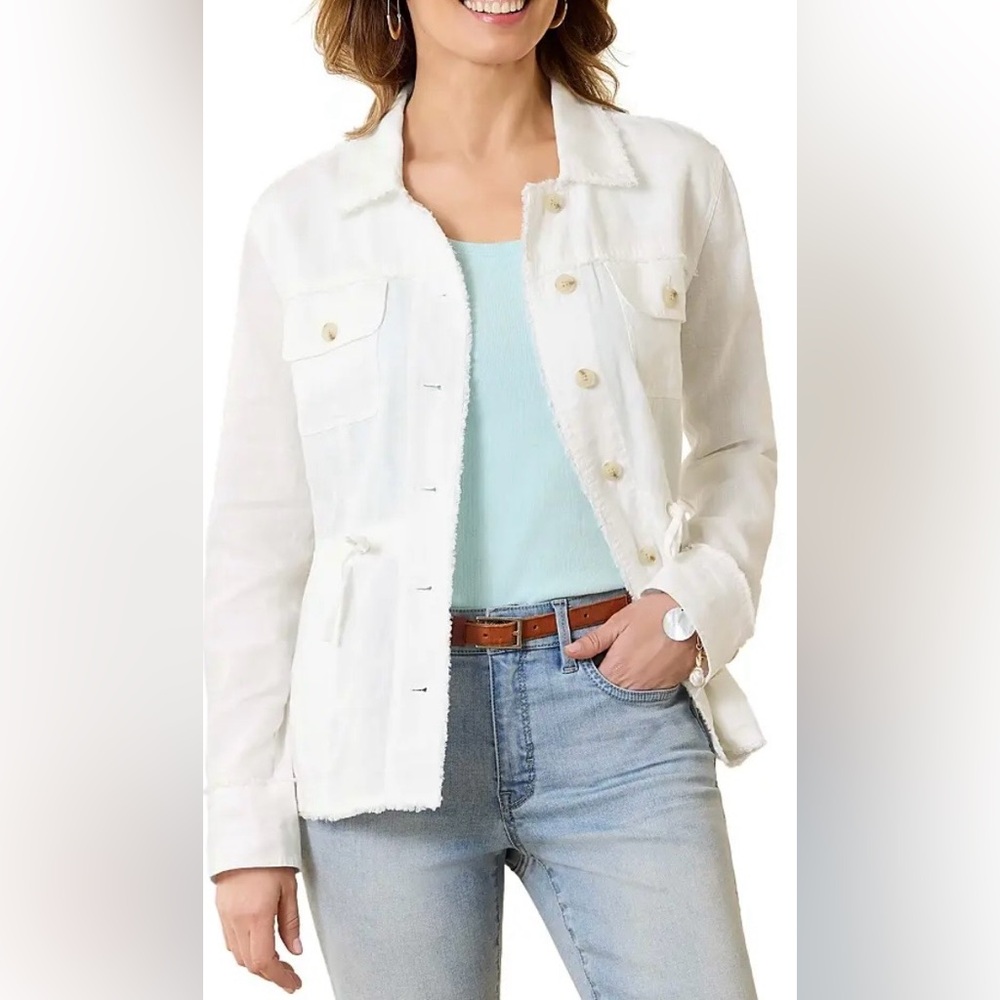 Tommy Bahama White Linen Two Palms Utility Jacket